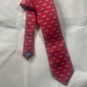 Nautica Red Silk Tie with Small Blue Whale Pattern